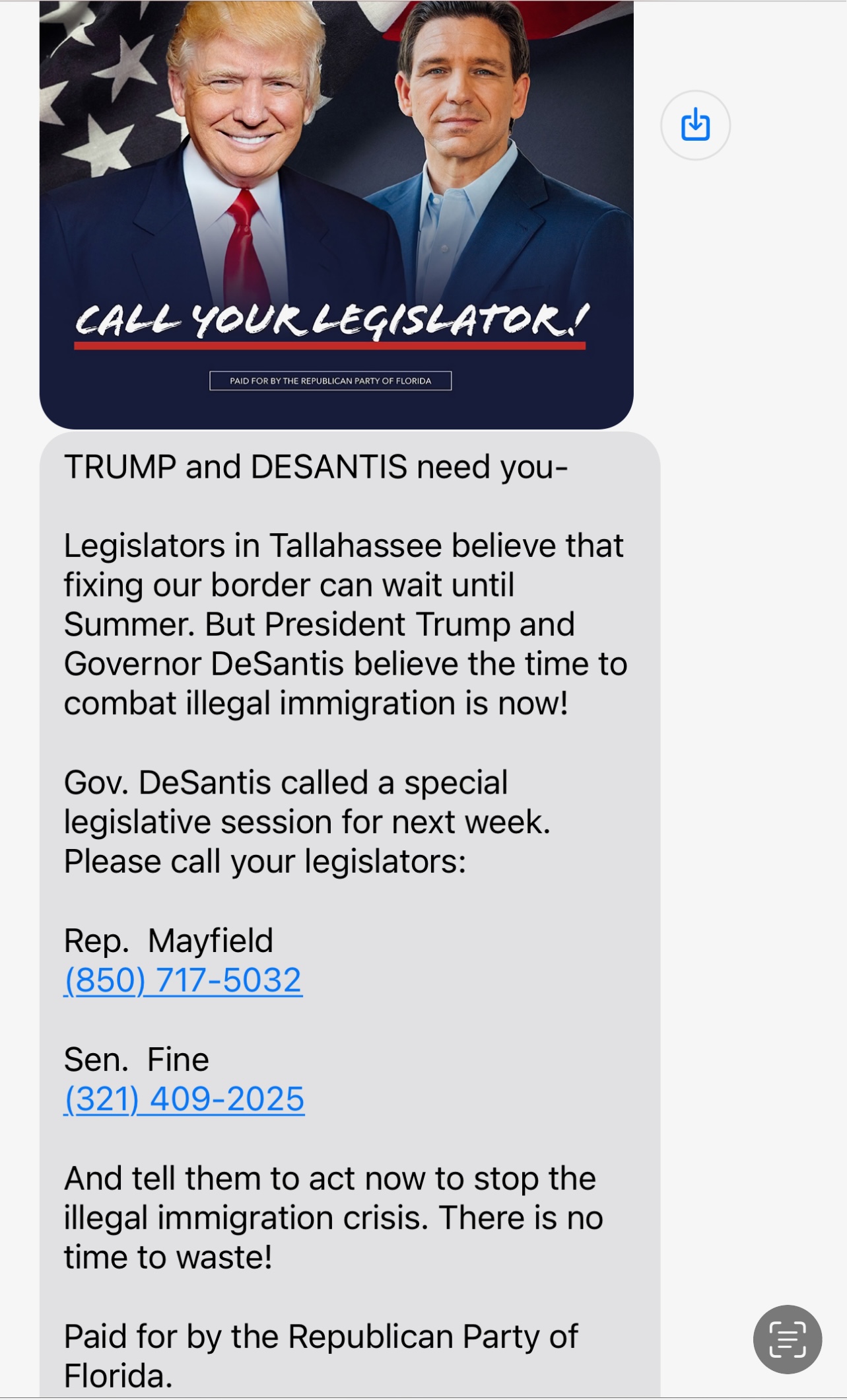 Republican Party of Florida (RPOF) mailer